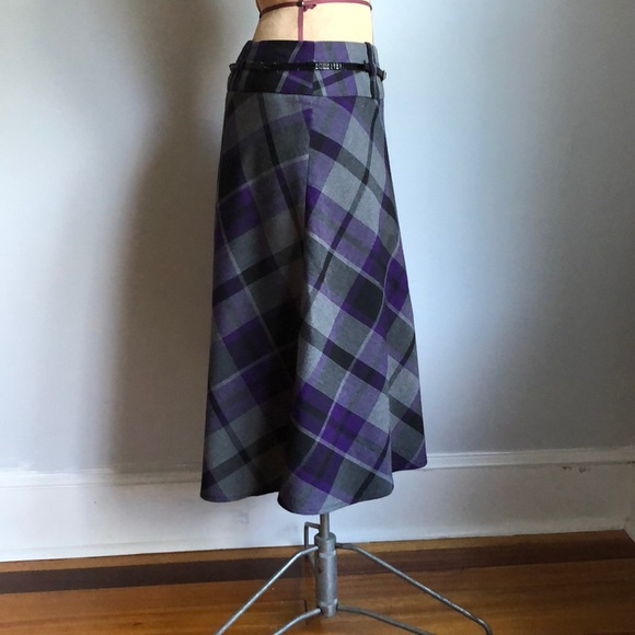 NYCC Plaid Yoked A-Line Below Knee Skirt - Picture 2 of 9